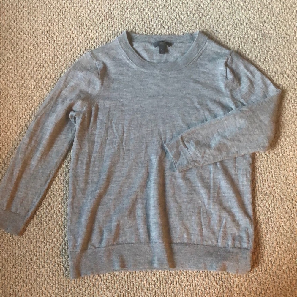 J.Crew Wool Grey Sweater with 3/4 length sleeves